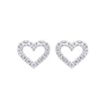 9ct White Gold 0.15cttw Open Heart Stud Earrings