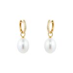 Kiki Classics 18ct Yellow Gold, Pearl Drops With 0.13cttw Diamond Hoop