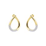 9ct Yellow Gold 0.10ct Diamond Tear Drop Hoop Earrings