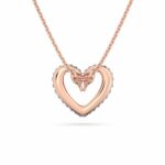 Rose Gold Coloured Una Pave Heart Crystal Pendant - Image 2