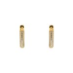 Yellow Gold Plated Silver Pave Cubic Zirconia Huggie Earrings - Image 2