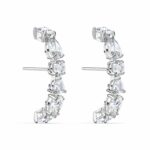 Rhodium Plated Tennis Deluxe Cubic Zirconia Cuff Earrings - Image 3