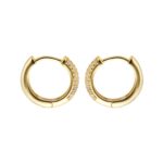 Yellow Gold Plated Silver Pave Cubic Zirconia Huggie Earrings - Image 3