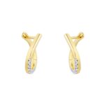 9ct Yellow Gold 0.10ct Diamond Tear Drop Hoop Earrings - Image 3